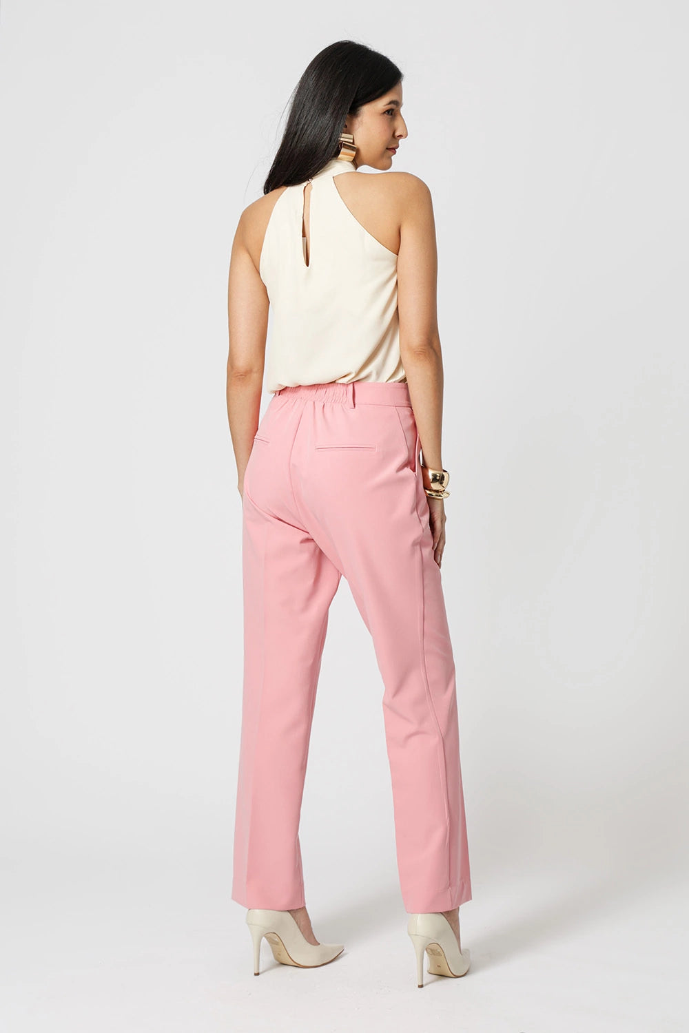 Pleated Crossover-Neck Blouse