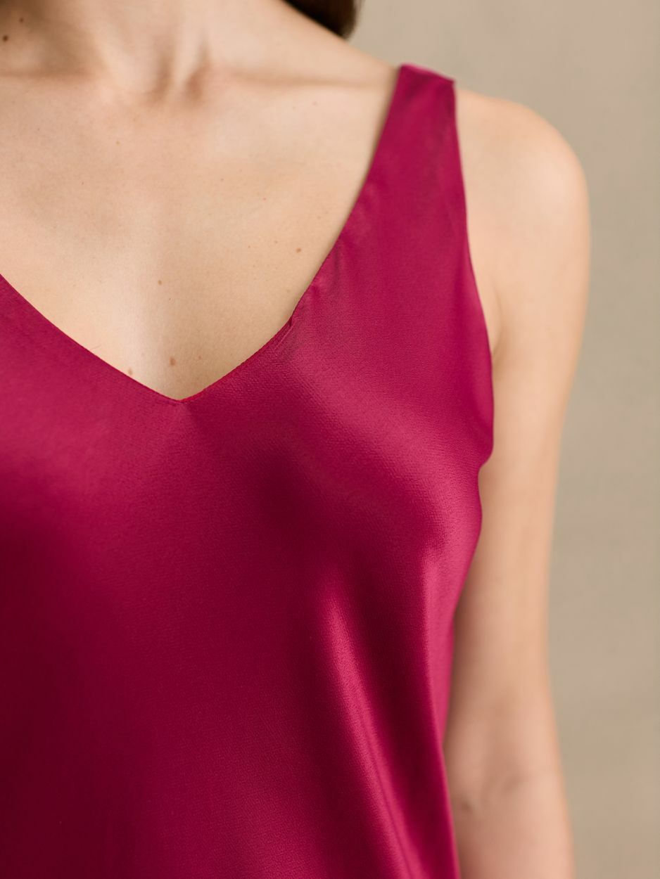 Burgundy Satin Midi Dress