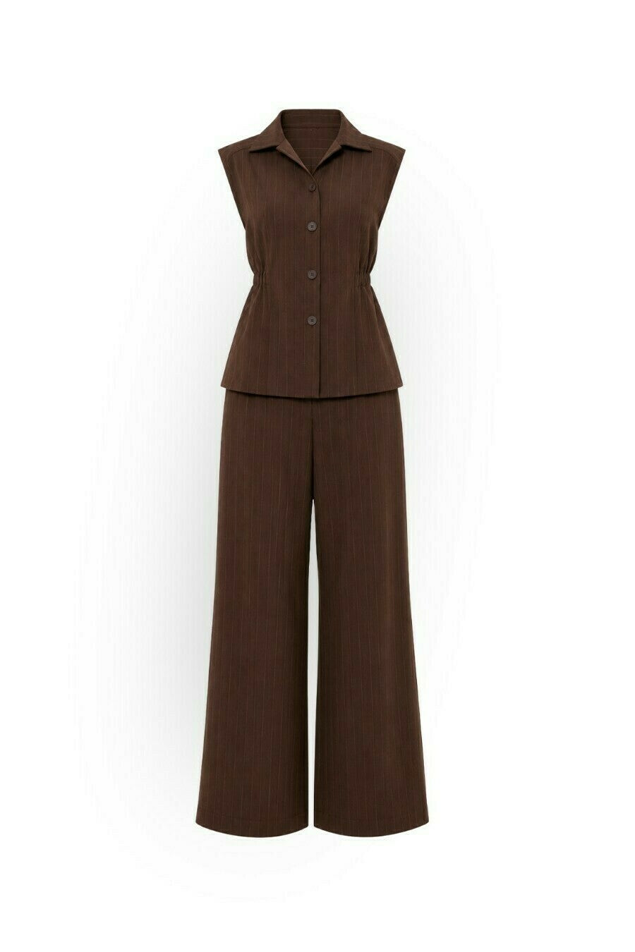 Pinstripe Crepe Wide-Leg Pants Set