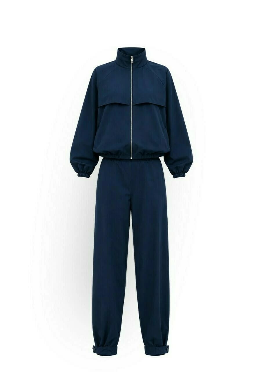 Lapel Zip Jacket &amp; Cuffed Pants Set