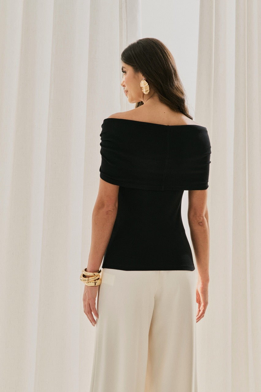 Off-the-Shoulder Brooch Top