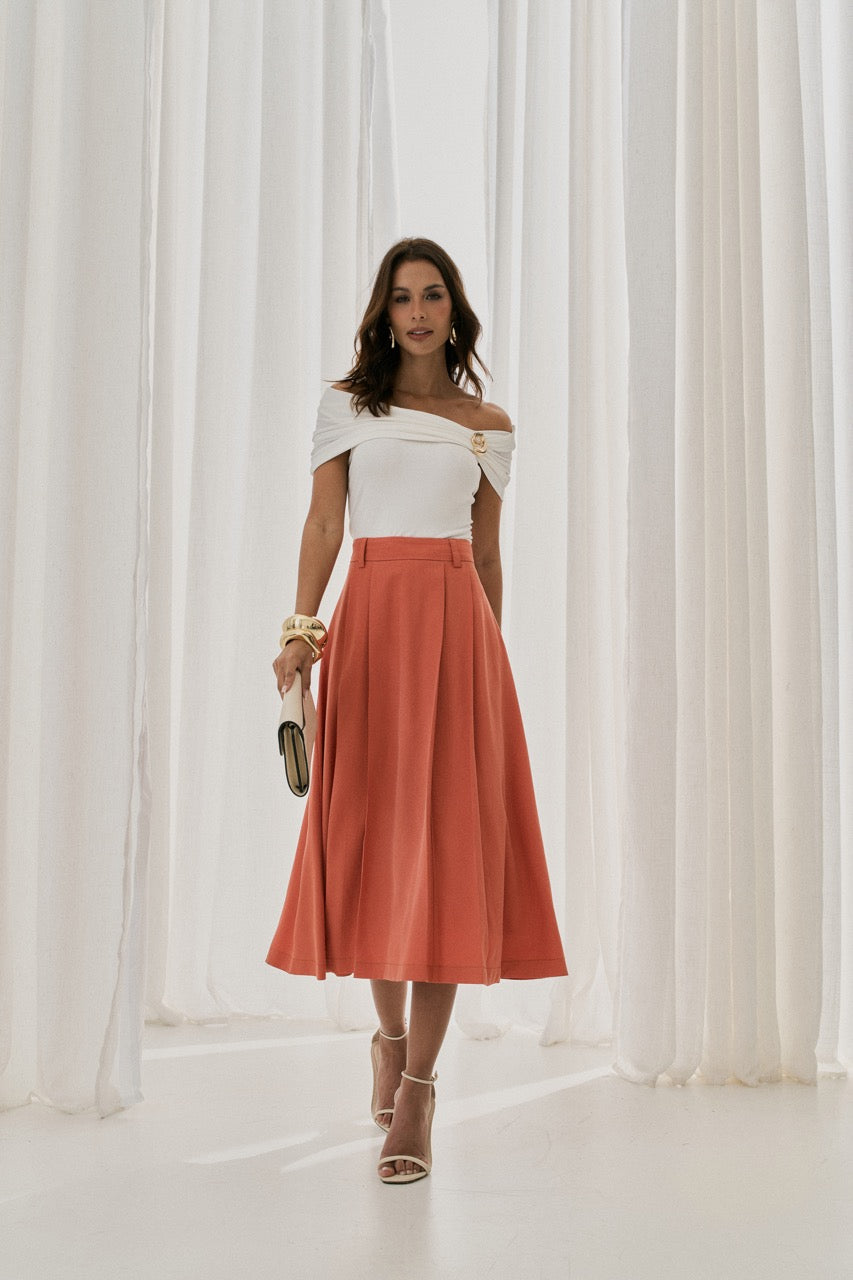 Off-the-Shoulder Brooch Top